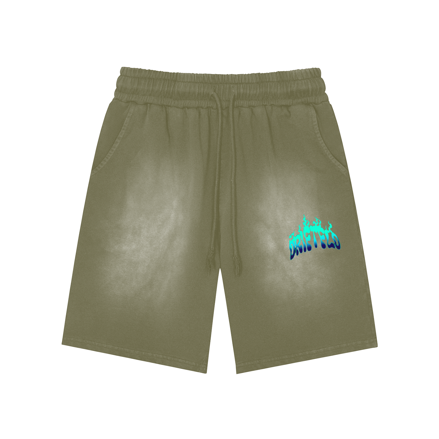 Rectangle Patch Monkey Washed Shorts - 360 GSM