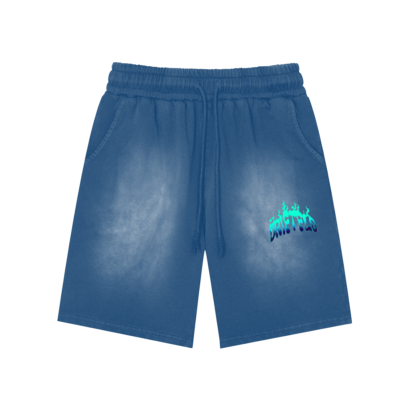 Rectangle Patch Monkey Washed Shorts - 360 GSM