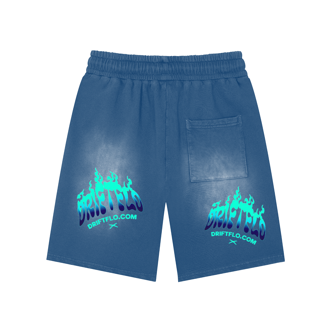 Rectangle Patch Monkey Washed Shorts  - 360 GSM